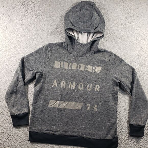 Under Armour Hoodie Women's Large Gray Loose Pullover Fleece Stretch Sweatshirt - Picture 1 of 10